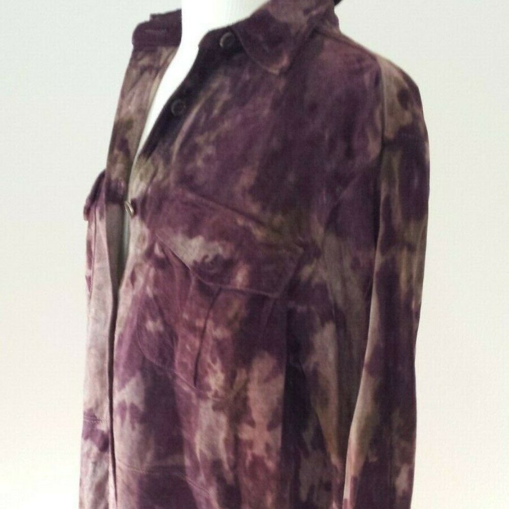 Ralph Lauren brown suede leather shirt jacket medium large XL unisex cowboy dyed - Picture 4 of 8